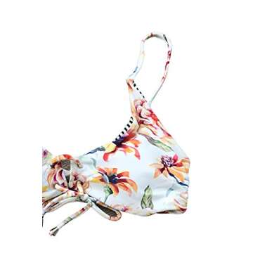 CUPSHE Women's Reversible Lace Up Bikini Sets Floral and Striped Medium