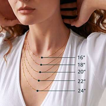 PAVOI Square Box Italian Solid 925 Sterling Silver, 22K Gold Plated, 0.8mm Italian Diamond-Cut Squar...