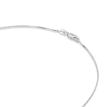 PAVOI Square Box Italian Solid 925 Sterling Silver, 22K Gold Plated, 0.8mm Italian Diamond-Cut Square Box Chain Necklace for Men and Women, MADE IN ITALY (16, White Plated)