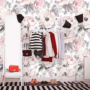 Coloritto Removable Peel 'n Stick Floral Wallpaper, 24" W