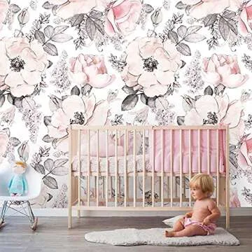 Coloritto Removable Peel 'n Stick Floral Wallpaper, 24" W