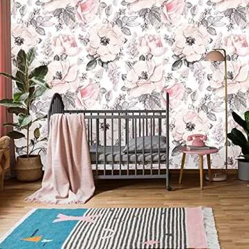 Coloritto Removable Peel 'n Stick Floral Wallpaper, 24" W
