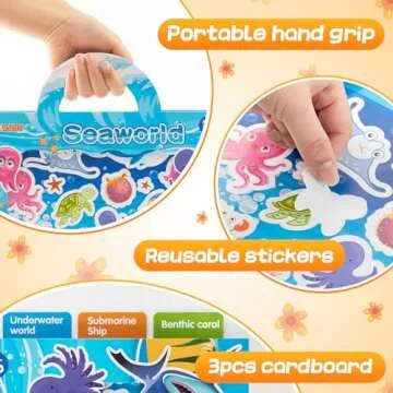 4 Sets Reusable Sticker Books for Kids - Fun Learning Toys