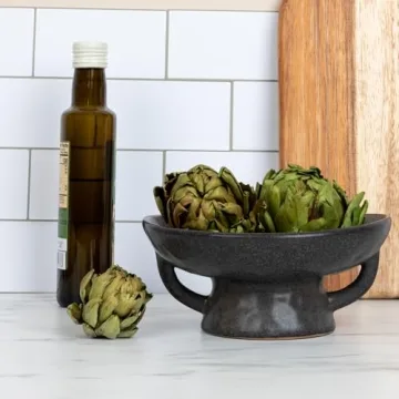 Creative Co-Op Black Stoneware Bowl for Stylish Decor