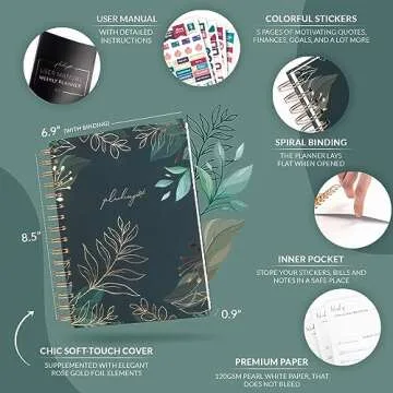PLANBERRY Weekly Planner Premium – Undated Life Organizer & Budget Planner – Time Management, Go...