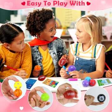 Valentines Day Gifts for Kids - 30 Pack Valentines Day Cards with Fidget Spinners Sports Balls, Valentines Party Favors for Kids Classroom Exchange, School Games Prize Rewards Goodie Bags Stuffers