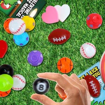 Valentines Day Gifts for Kids - 30 Pack Valentines Day Cards with Fidget Spinners Sports Balls, Valentines Party Favors for Kids Classroom Exchange, School Games Prize Rewards Goodie Bags Stuffers
