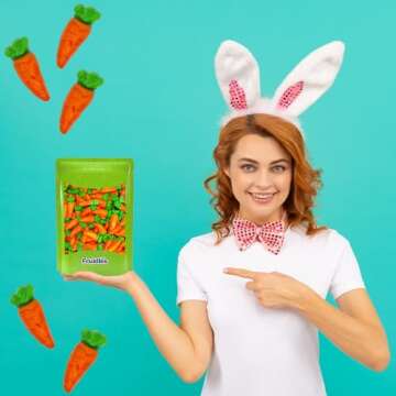 Fruidles Easter Gummi Carrots Candy, Delicious Fruit Flavors Gummies, Soft, Chewy, Fun and Festive Holiday Snacking, Party Favor (Half-Pound)