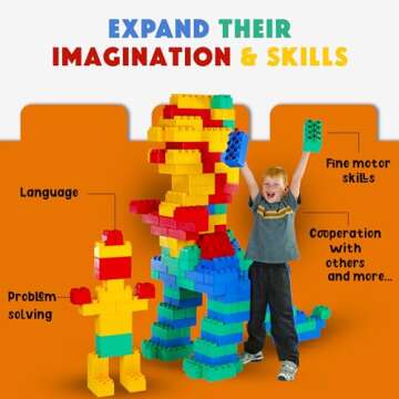 BiggoBlocks Big Blocks for Kids Ages 4-8, Indoor & Outdoor Blocks for Kids Jumbo Games, Large Building Blocks (96 PC) Standard Set