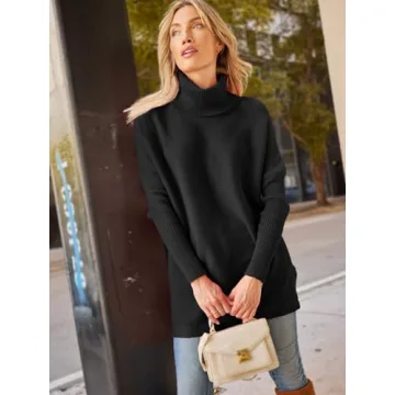 LILLUSORY Oversized Turtleneck Sweater for Women 2024