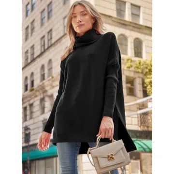 LILLUSORY Oversized Turtleneck Sweater for Women 2024