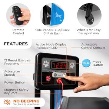 Lifepro PawRunner Dog Treadmill for Small & Medium Dogs, Pet Treadmill for Dogs up to 130lbs, Indoor Running Machine for Fitness, Compact & Durable Pacer Treadmill for Health and Exercise