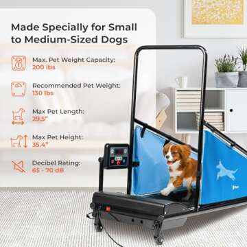 Lifepro PawRunner Dog Treadmill for Small & Medium Dogs, Pet Treadmill for Dogs up to 130lbs, Indoor Running Machine for Fitness, Compact & Durable Pacer Treadmill for Health and Exercise