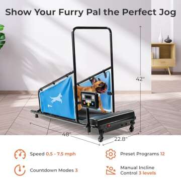 Lifepro PawRunner Dog Treadmill for Small & Medium Dogs, Pet Treadmill for Dogs up to 130lbs, Indoor Running Machine for Fitness, Compact & Durable Pacer Treadmill for Health and Exercise