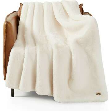 UGG 16796 Euphoria Plush Faux Fur Reversible Throw Blanket for Couch or Bed Luxury Hotel Style Machi...