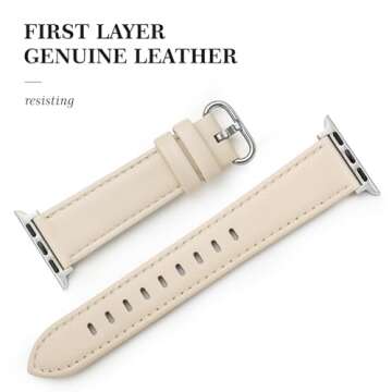 SWEES Leather Band Compatible for iWatch 38mm 40mm, Genuine Leather Replacement Strap Rose Gold Buck...