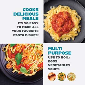 Gotham Steel 5 Quart Stock Pot Multipurpose Pasta Pot with Strainer Lid & Twist and Lock Handles, Nonstick Cooking Pot + Pasta Strainer Pots with Lid, Spaghetti Pot, Dishwasher Safe – Aqua Blue