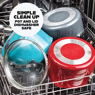 Gotham Steel 5 Quart Stock Pot Multipurpose Pasta Pot with Strainer Lid & Twist and Lock Handles, Nonstick Cooking Pot + Pasta Strainer Pots with Lid, Spaghetti Pot, Dishwasher Safe – Aqua Blue