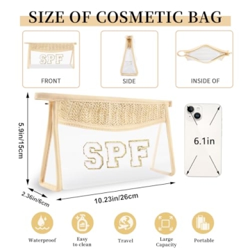 Trendy Chenille Letter Patch Cosmetic Bag for Women