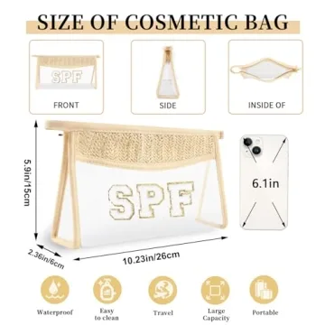 Trendy Chenille Letter Patch Cosmetic Bag for Women