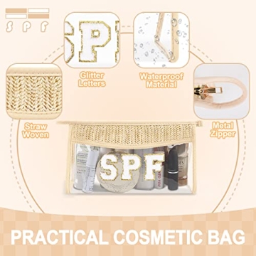 Trendy Chenille Letter Patch Cosmetic Bag for Women