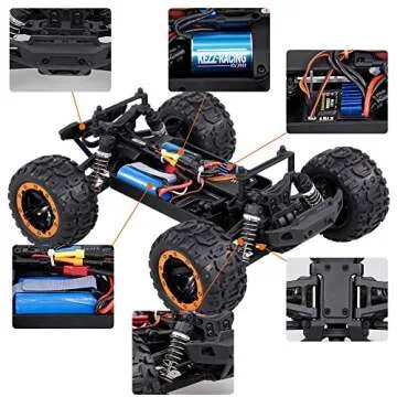 GoolRC 16889A RC Car, 1:16 Scale Remote Control Car, 4WD 45KM/H High Speed RC Truck with Brushless Motor, 2.4GHz All Terrain Off Road RC Crawler, Electric Vehicle Toy for Kids and Adults (Blue)