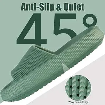 rosyclo Cloud Slides for Women and Men, Pillow House Slippers Super Soft Comfy Non-Slip Breathable Bathroom Shower Shoes Cloud Cushion Slide Sandals for Indoor Outdoor, Green