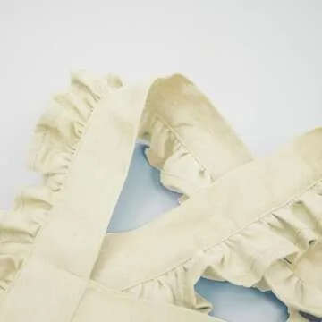 MT WORLD Personalized Kids Aprons for Girls White Toddler Cooking Baking Aprons Ruffle Cross Back with Pockets and Custom Name for Kids Cooking Baking Painting Crafting Art BBQ Christmas Gifts