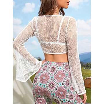 Stylish Verdusa Bell Sleeve Knot Front Crop Top for Women