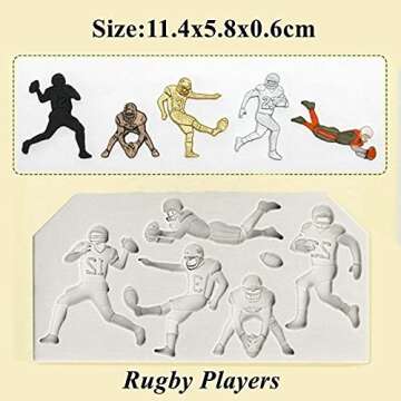 Sport Baseball Golf Soccer Rugby Football Fondant Cake Molds - Rugby Player