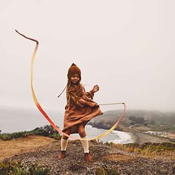 Sarah's Silks Boho Rainbow Streamer - 8' Long Ribbon Wand for Kids, Pretend Play, Dance, Baton Stick Twirling, and Gymnastics Party Favors | 100% Silk and Wood Montessori and Waldorf Toys (2)