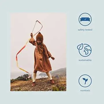 Sarah's Silks Boho Rainbow Streamer - 8' Long Ribbon Wand for Kids, Pretend Play, Dance, Baton Stick Twirling, and Gymnastics Party Favors | 100% Silk and Wood Montessori and Waldorf Toys (2)