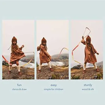 Sarah's Silks Boho Rainbow Streamer - 8' Long Ribbon Wand for Kids, Pretend Play, Dance, Baton Stick Twirling, and Gymnastics Party Favors | 100% Silk and Wood Montessori and Waldorf Toys (2)