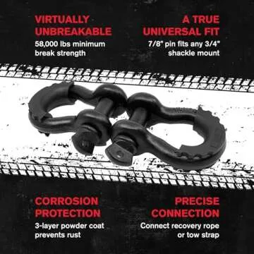 GearAmerica Off Road Recovery Kit, 9 Ton, Includes Tow Strap, Tree Saver, Snatch Block Pulley, D-Ring Shackles, Winch Line Dampener Bag, Gloves - Off Road Recovery Gear, 4x4, Black