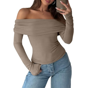ANRABESS Women's Long Sleeve Off Shoulder Top - Trendy Y2K Blouse for Any Occasion 2024