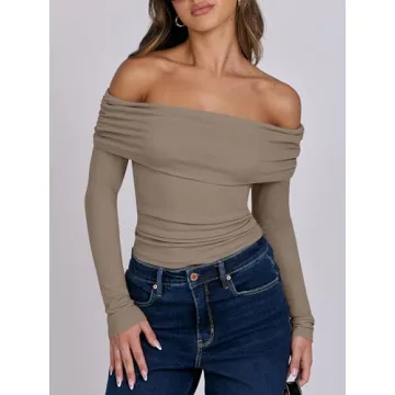 Chic ANRABESS Women's Off Shoulder Long Sleeve Top