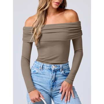 Chic ANRABESS Women's Off Shoulder Long Sleeve Top