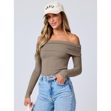 Chic ANRABESS Women's Off Shoulder Long Sleeve Top