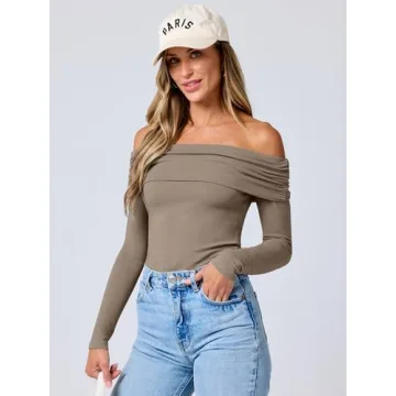 Chic ANRABESS Women's Off Shoulder Long Sleeve Top