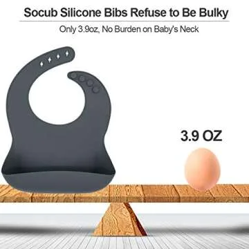 Socub Silicone Baby Bibs, Super Soft Adjustable Baby Feeding Bibs with Food Catcher Pocket for Infants and Toddlers, Sage