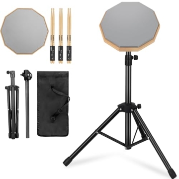 GrowDaily 8" Drum Practice Pad Set with Adjustable Stand & Carrying Bag