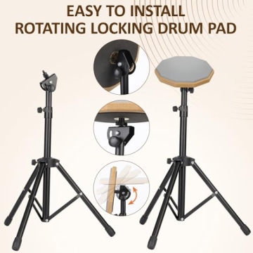 GrowDaily Drum Practice Pad Set with Adjustable Stand