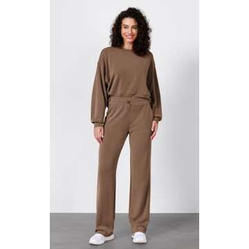 ODODOS Women's Modal Soft Wide Leg Pants with Pockets Adjustable Shockcord High Waist Casual Lounge ...