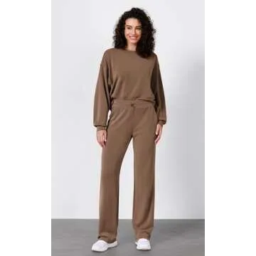 ODODOS Women's Modal Soft Wide Leg Pants with Pockets Adjustable Shockcord High Waist Casual Lounge ...