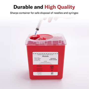 Alcedo Sharps Container for Home and Professional Use 2 Quart (3-Pack), Biohazard Needle and Syringe...