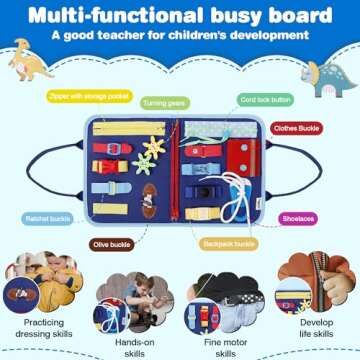 JHkim Busy Board Montessori Toy for Ages 1-4