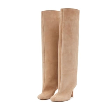 Trelako Women's Stylish Knee High Boots for Wider Calves