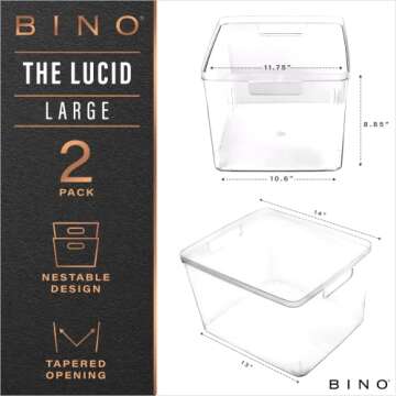 BINO | Plastic Bins, Large - 2 Pack | THE LUCID COLLECTION | Multi-Use| Built-In Handles | BPA-Free ...