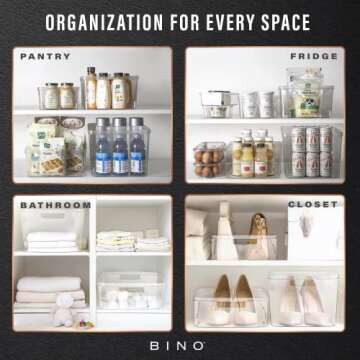 BINO Large Plastic Storage Bins - Versatile Clear Organizers