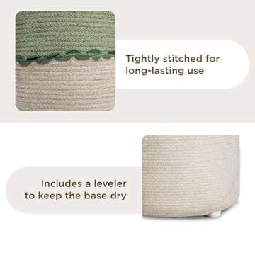 Folkulture Laundry Basket | 70L Laundry Hamper | 100% Cotton | Foldable | Tall Woven Rope Basket with Levelers & Sturdy Handles | Large Dirty Clothes Hamper | Baby, Kids Nursery Hamper for Storage